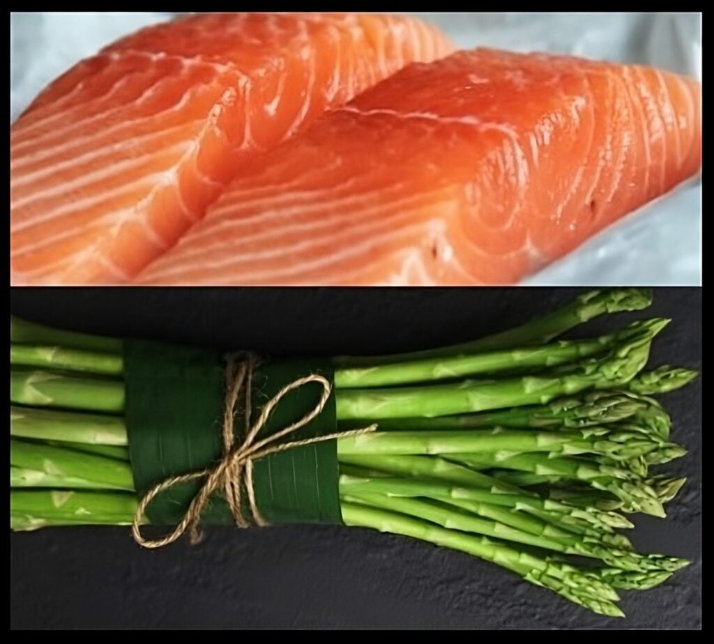 Delicious salmon and asparagus recipe for weight loss program.