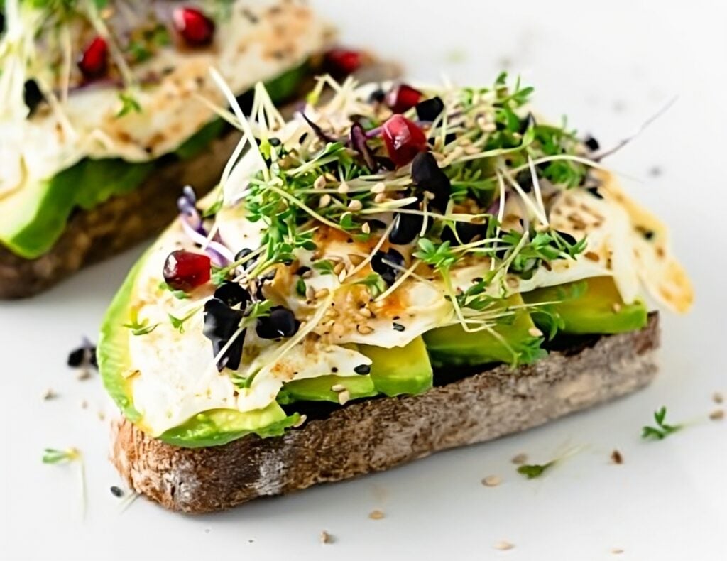 Mediterranean-style avocado toast for recipe.
