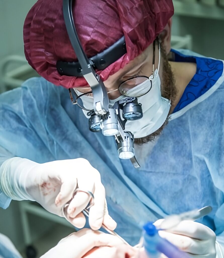 Plastic surgeon in the operating room.