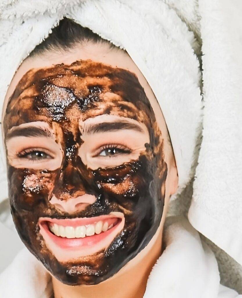 Woman with homemade facial moisturizer on her face.