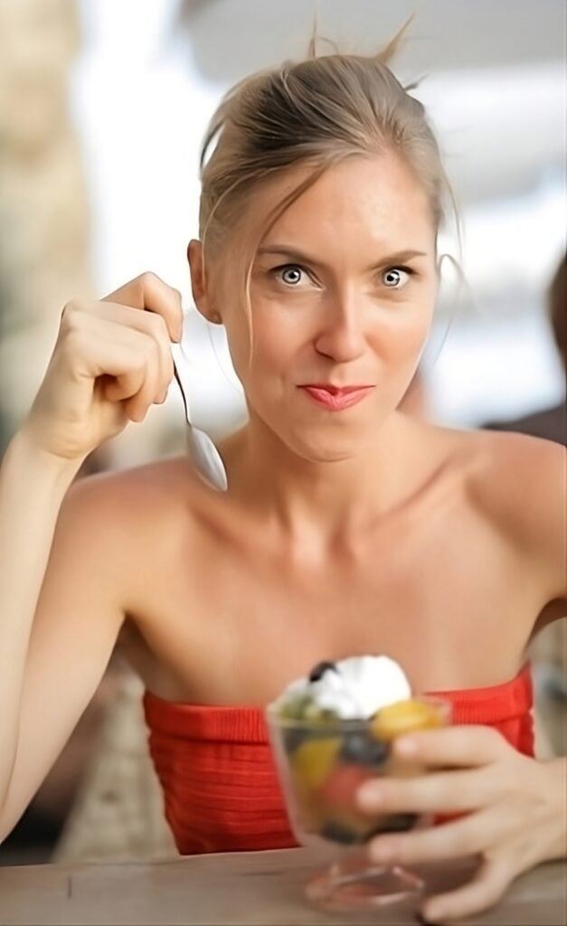 Woman eating a balanced diet.